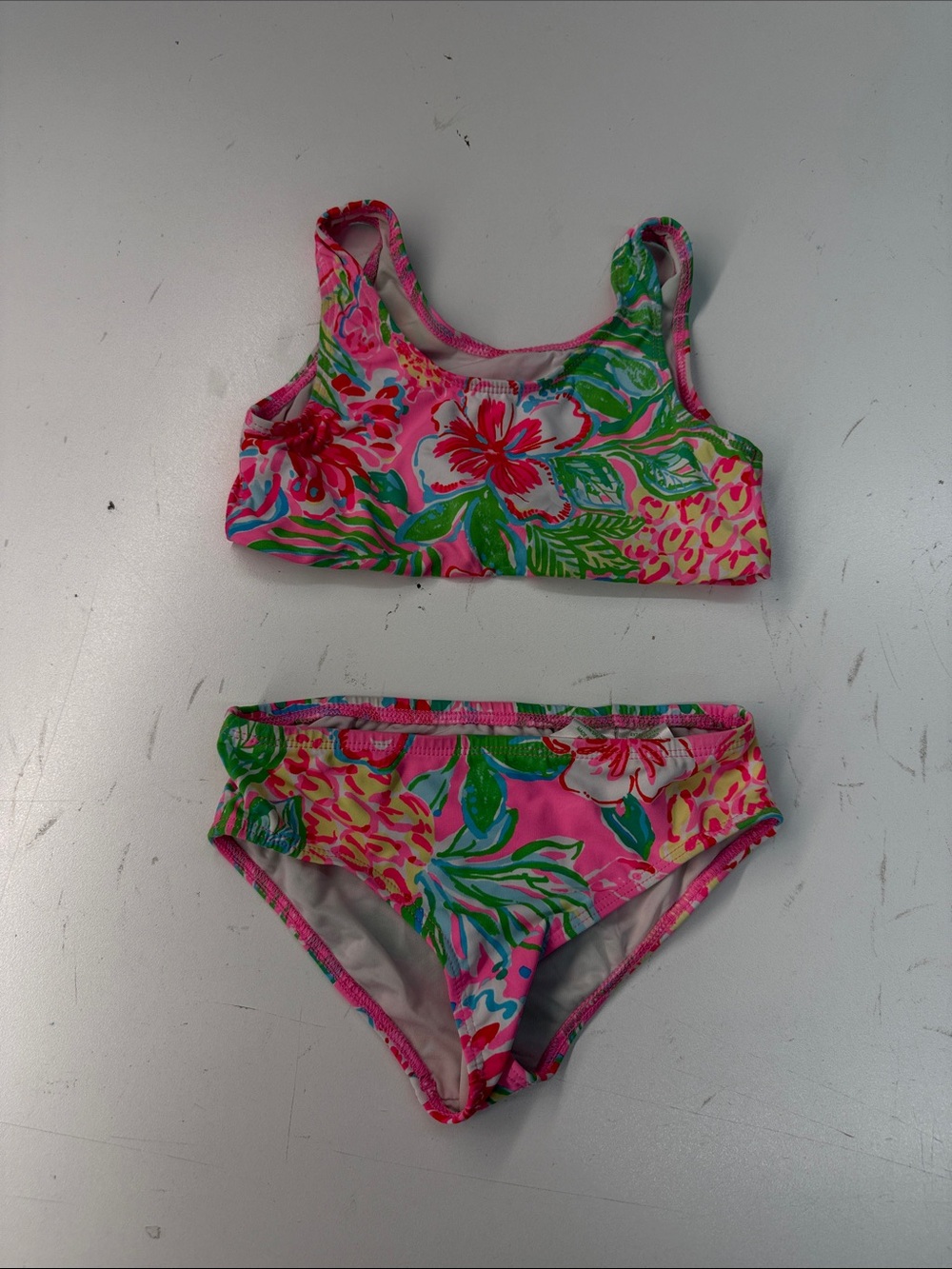 Lilly Pulitzer Bright Pink Tropical Floral Girls' Bikini Set
